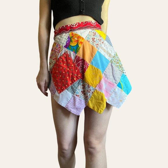 Vintage handmade patchwork skirt/waist apron - Picture 6 of 8